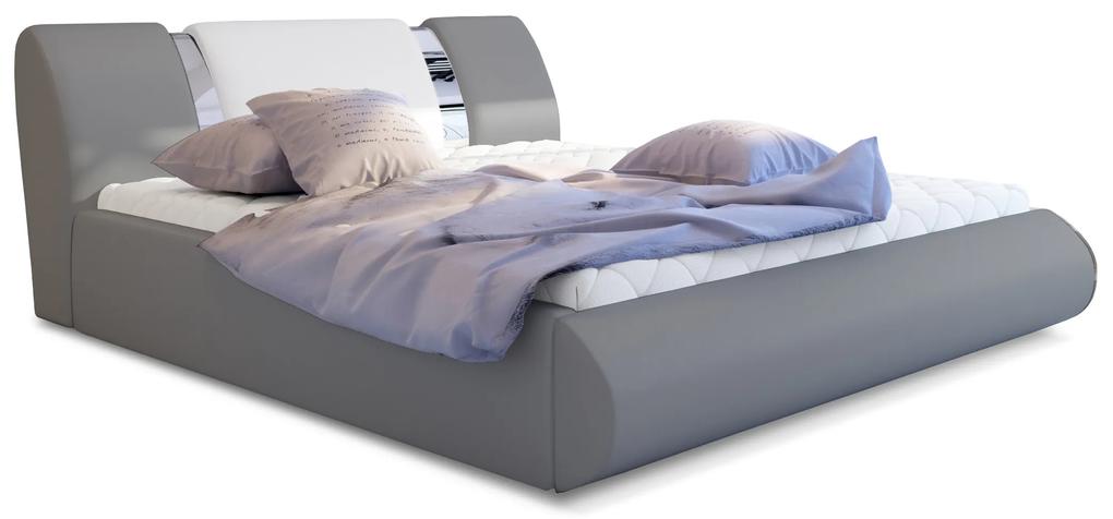 Manželská posteľ 140 cm Fabio (svetlosivá + biela) (s roštom a úl. priestorom). Vlastná spoľahlivá doprava až k Vám domov. 1041658