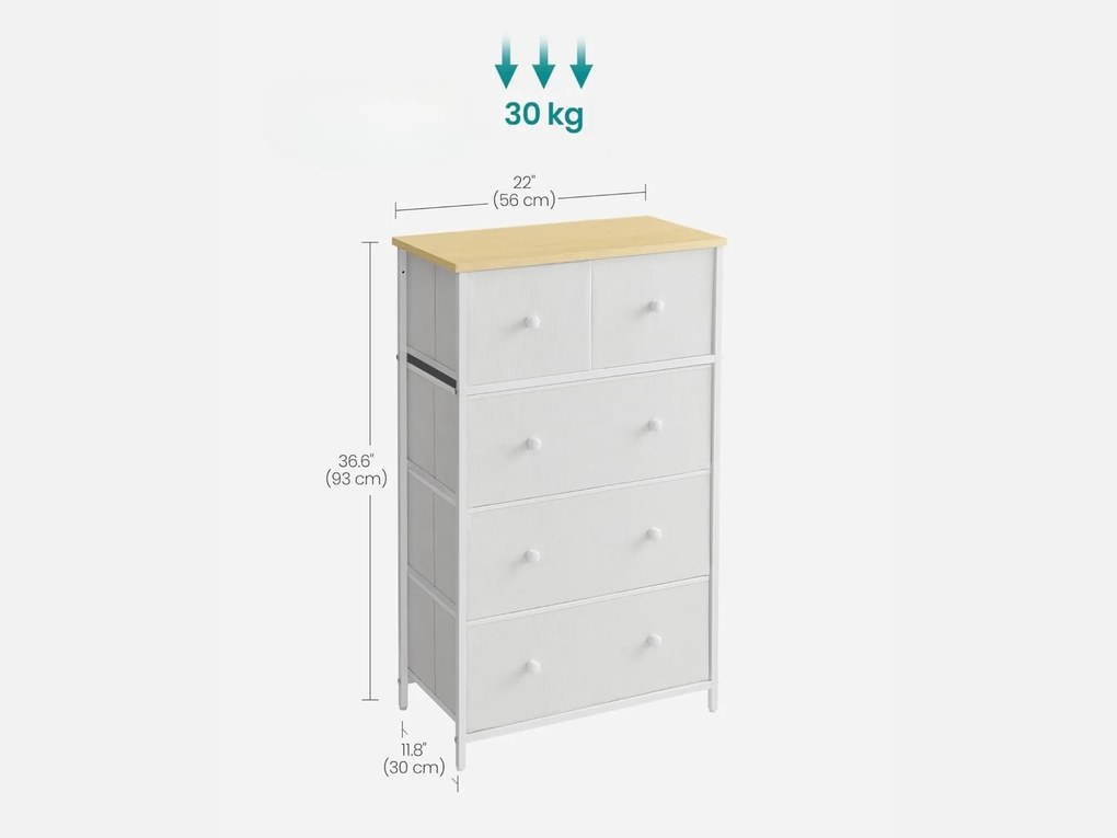 Komoda so zásuvkovými boxmi HALLY 53x93 cm, dub/biela