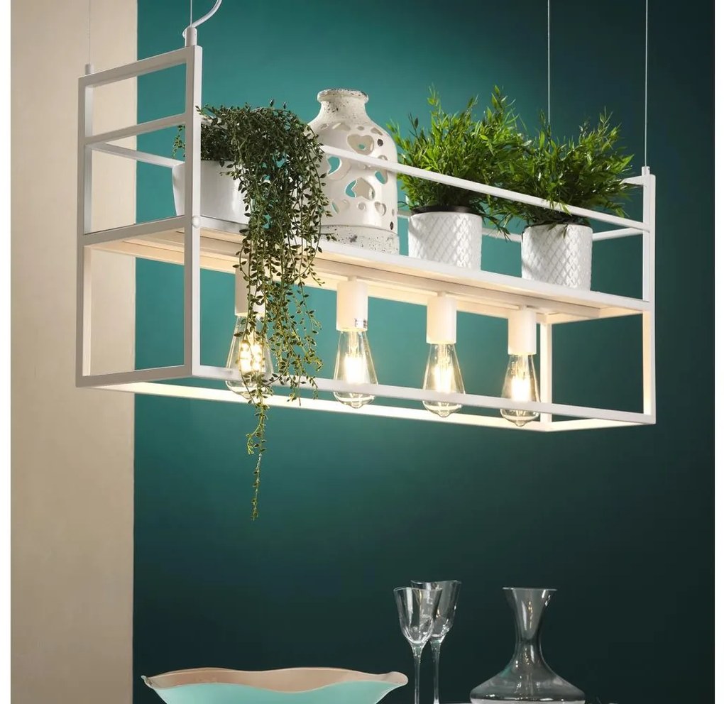 ONLI - Luster na lanku s poličkou JEFFER 4xE27/22W/230V biela