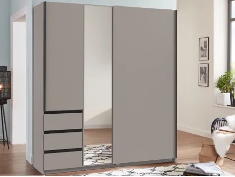 Šatníková skriňa so zrkadlom Heide, 168 cm, sivá sahara%