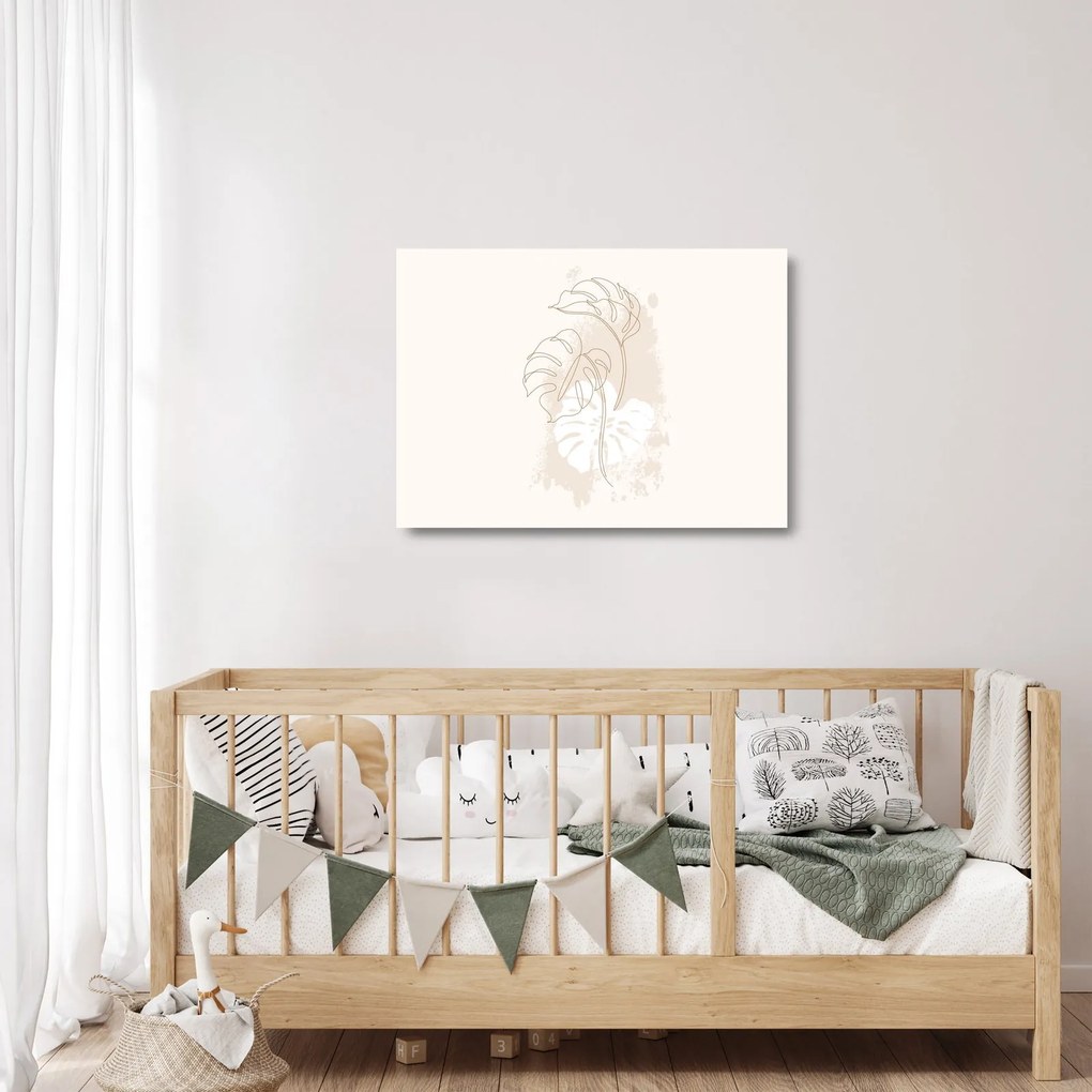 Sklenený obraz - Line art monstera N⁰1 (70x50 cm)