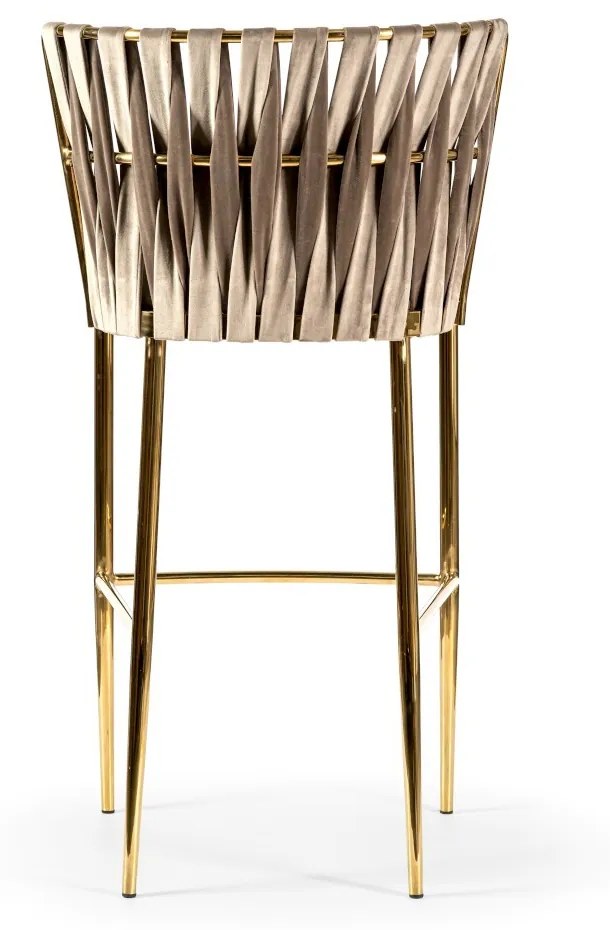 BAROVÁ STOLIČKA ALETTA BÉŽOVÝ ZAMAT + ZLATÁ 60