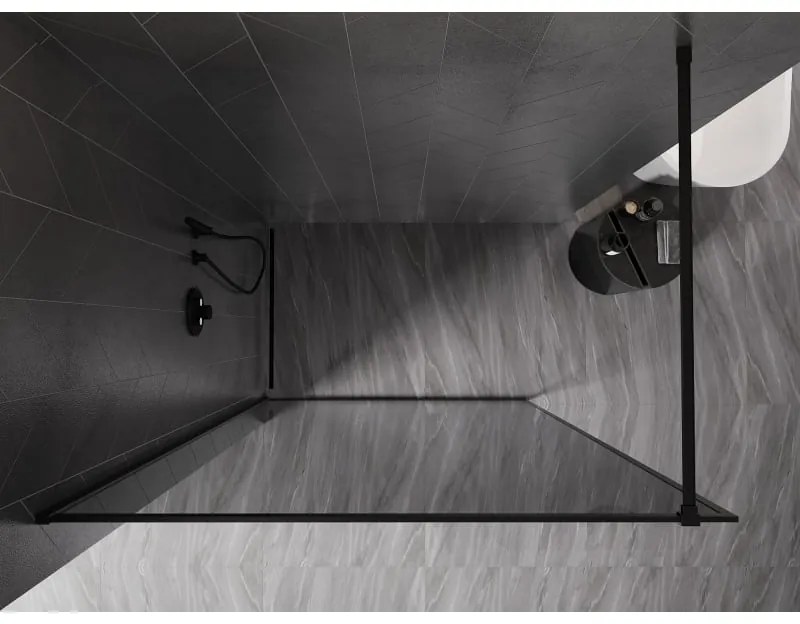 Mexen Kioto-XF, sprchová zástena s rámom 130 x 202 cm, 10mm šedé sklo, čierny profil, 800-130-104-70-40-X