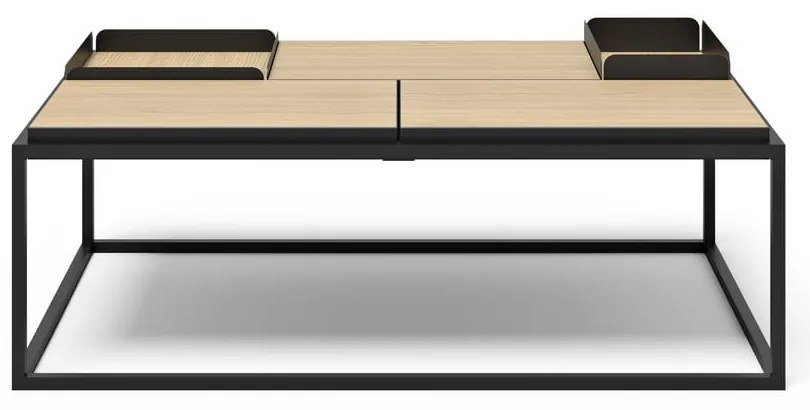 Konferenčný stolík s doskou v dekore duba v čierno-prírodnej farbe 75x120 cm Douro – TemaHome