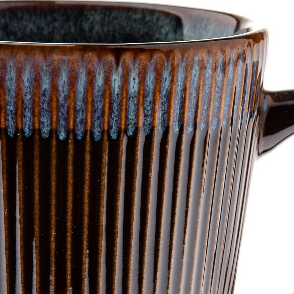 Súprava 6 keramických hrnčekov Rustik 410 ml, tmavohnedá