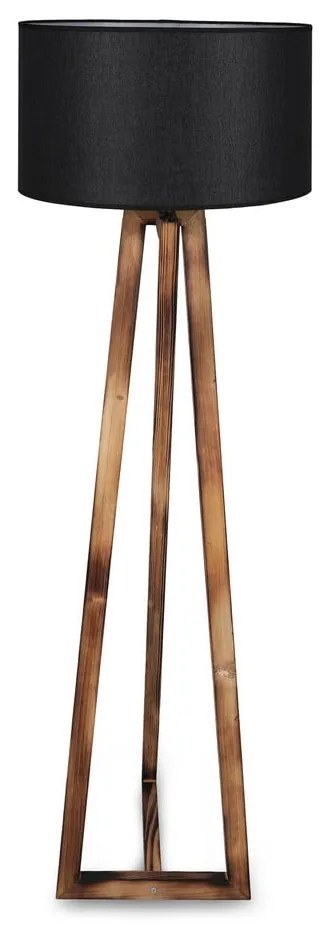 Čierna/hnedá stojacia lampa s textilným tienidlom (výška 149 cm) Maçka – Opviq lights
