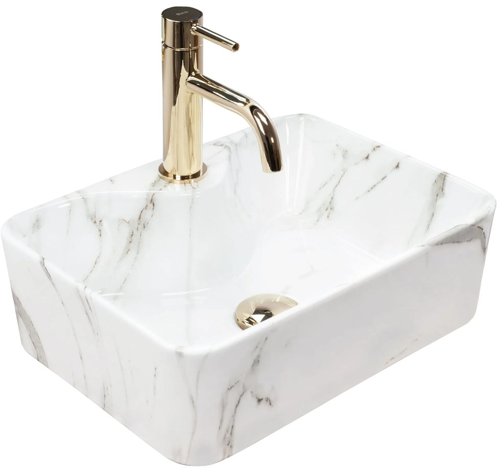 Rea Kelly Mini, umývadlo na dosku 410x310x130 mm, imitácia kameňa-Aiax Shiny, REA-U6504