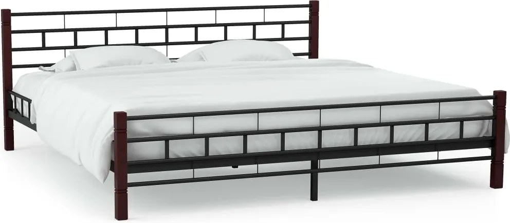 246735 Edco Kovový rám postele s roštami 140x200 cm drevený stĺpik