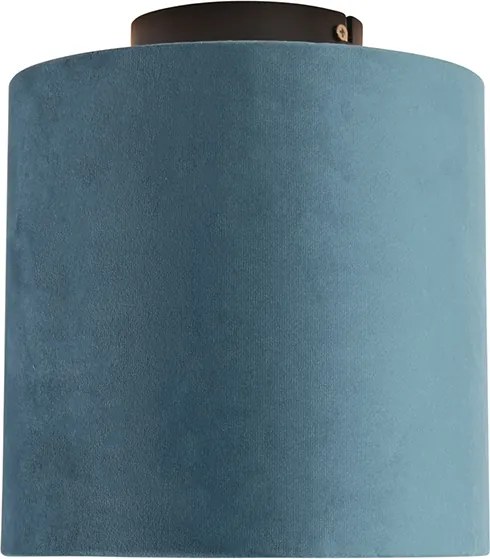Stropné svietidlo s zamatovým tienidlom modré so zlatom 20 cm - Combi Black
