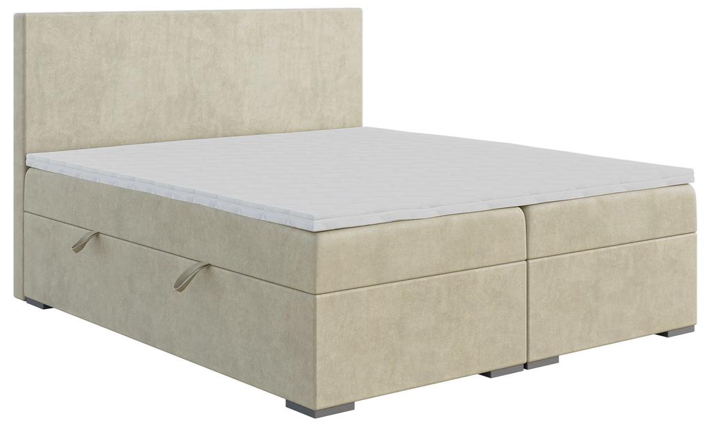 Jednolôžková posteľ Boxspring 120 cm Lemmy (svetlobéžová) (s matracom a úl. priestorom). Vlastná spoľahlivá doprava až k Vám domov. 1043389