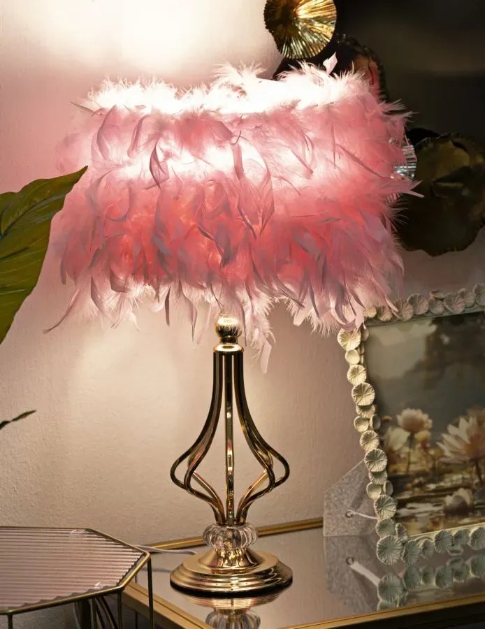 Stolná lampa Tarty 54 cm ružovo-zlatá