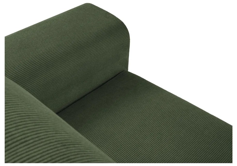 Zelená menčestrová rozkladacia/s úložným priestorom rohová pohovka (ľavý roh/s leňoškou) Kyoto – Cosmopolitan Design