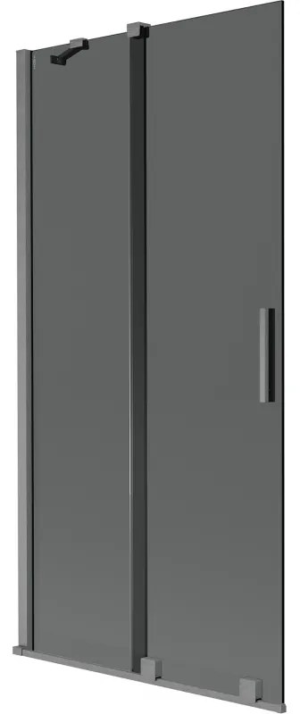 Mexen Velar, 2-krídlová posuvná vaňová zástena 95 x 150 cm, 8mm šedé sklo, grafit brúsený, 896-095-000-41-66