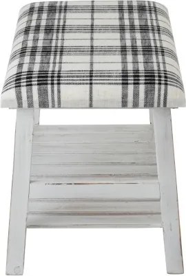 Biela drevená lavica s textilným sedákom Matte - 80 * 40 * 44cm