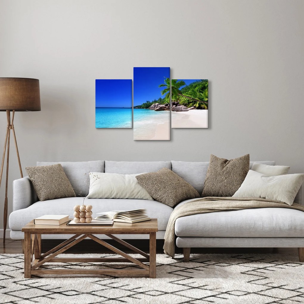 Obraz pláže na Praslin ostrove (90x60 cm)
