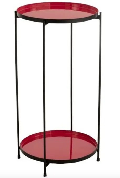 Červený kovový odkladací stolík Cerise - 32 * 8 * 60 cm
