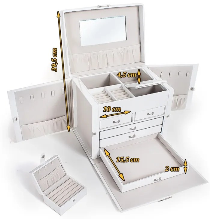 Luxusná kožená šperkovnica biela , 50600W