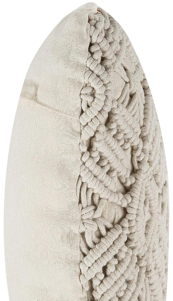 Bavlnený vankúš makramé 45 x 45 cm svetlobéžový ESENKOY Beliani