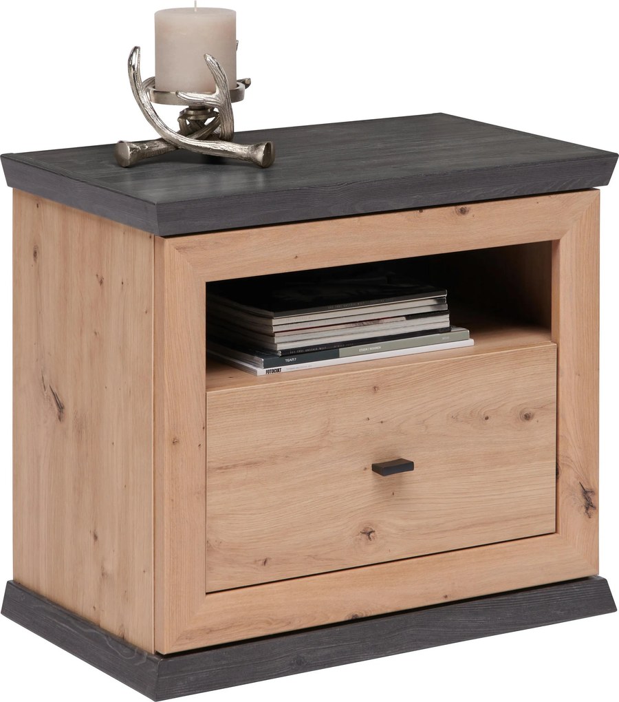 XXXLutz NOČNÝ STOLÍK, tmavosivá, dub artisan, 63/55/38 cm Hom`in - Spálňové sety - 000003002922