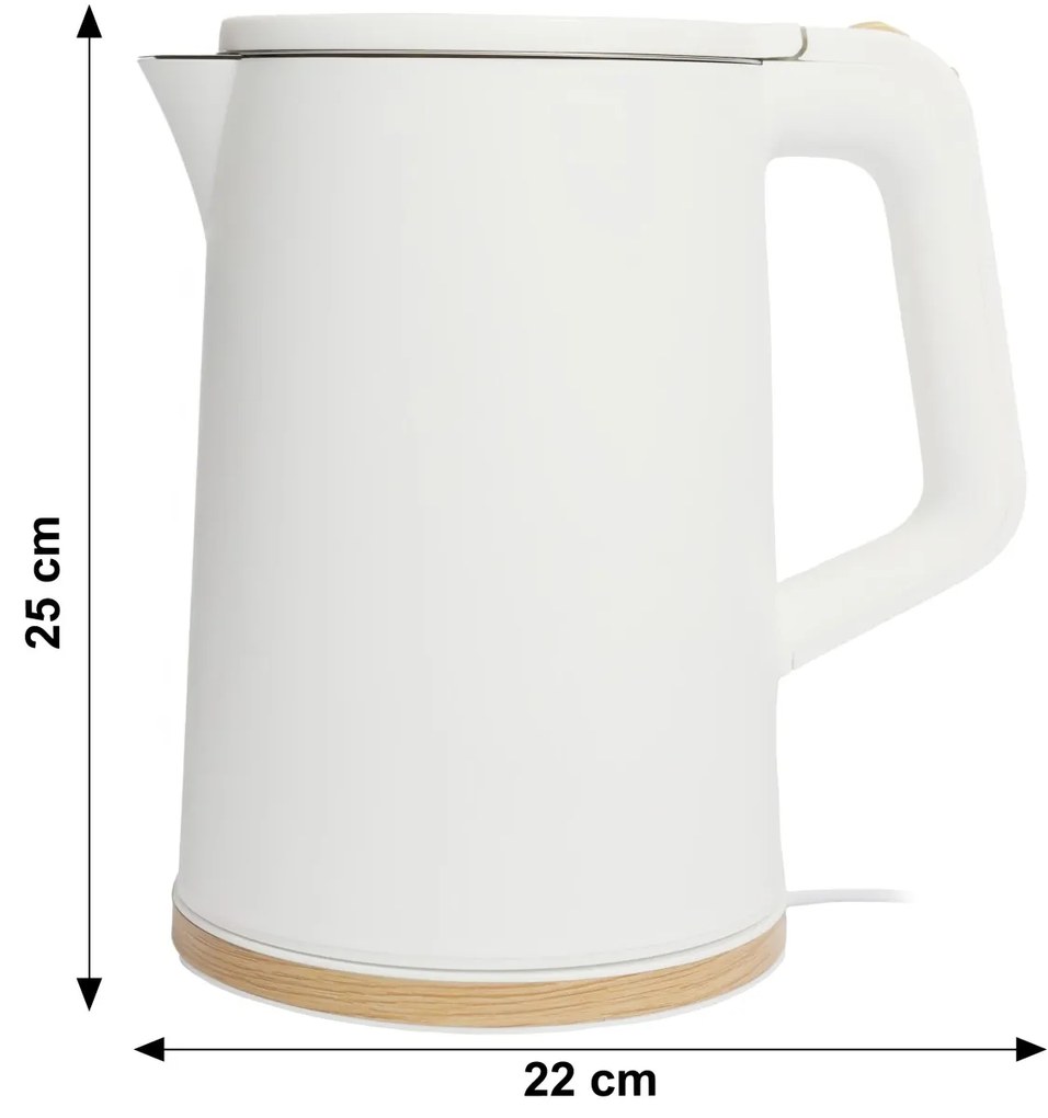 Bauerkraft Bezdrôtová cestovná rýchlovarná kanvica 1500 W 1,7 l otočná biela