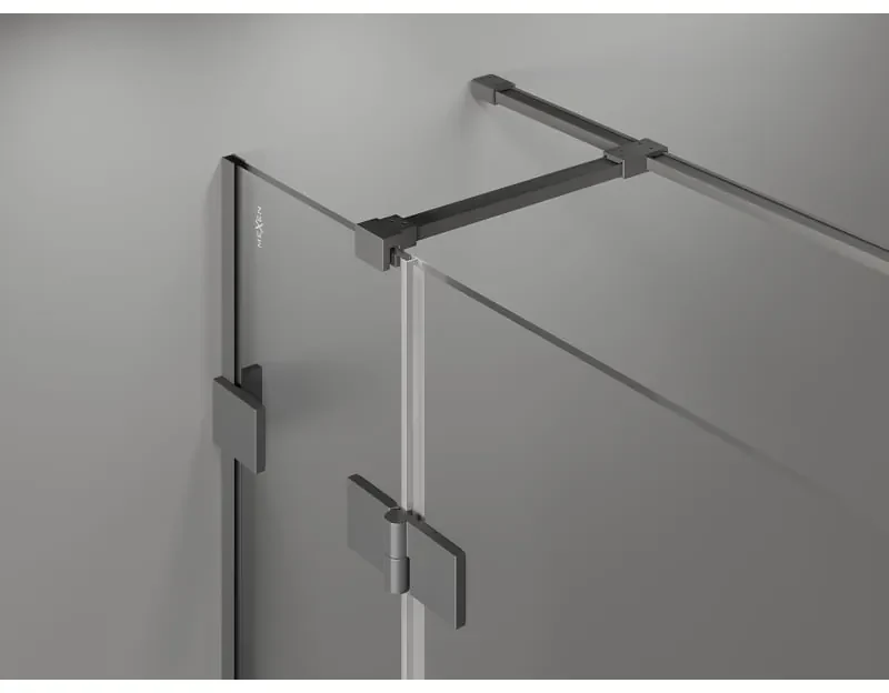 Mexen Lunar T, sklápací sprchový kút ľavý 110 x 90 cm, 8mm číre sklo, grafitový profil, 834T-110-090-95-00-L
