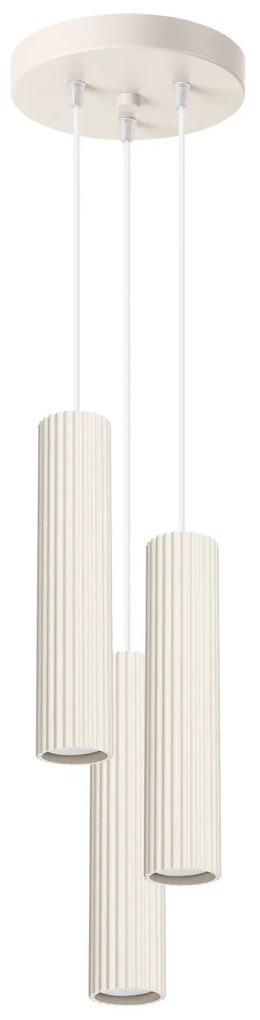 Závesné svietidlo Karbon, 3x béžové kovové tienidlo, o