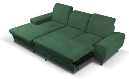 Rozkladacia rohová čalúnená sedacia súprava do tvaru L ALTA ľavá zelená