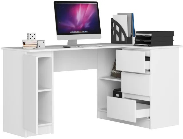 Rohový kancelársky stôl B20 CLP pravostranný, biely