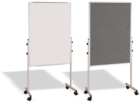 Bi-Office Mobilná kombinovaná tabuľa, biela magnetická/sivá textilná, 700x1200 mm