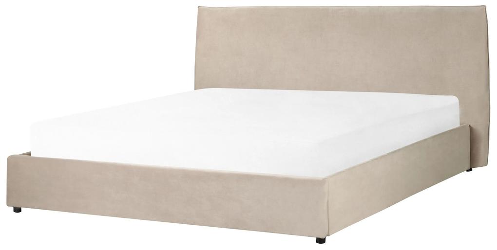 Zamatová posteľ s úložným priestorom 180 x 200 cm sivobéžová LAVAUR Beliani