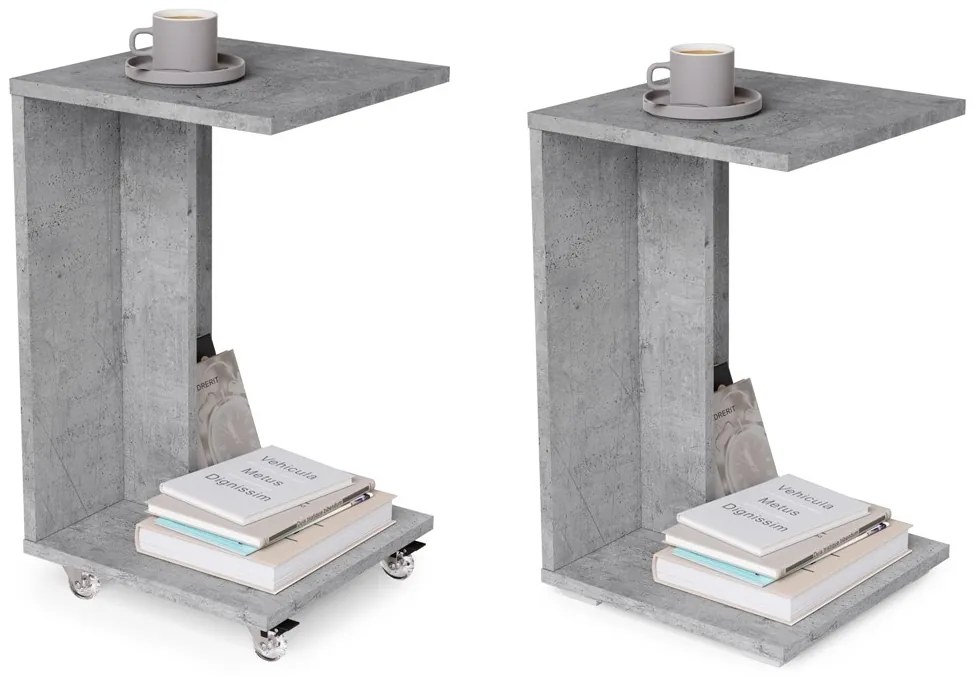 HUGO Betón Millenium - 2v1 POMOCNÍK NA KOLESÁCH/NOHÁCH - MOBILNÝ ODKLADACÍ STOLÍK DO OBÝVAČKY/ SPÁLNE/ DETSKEJ IZBY