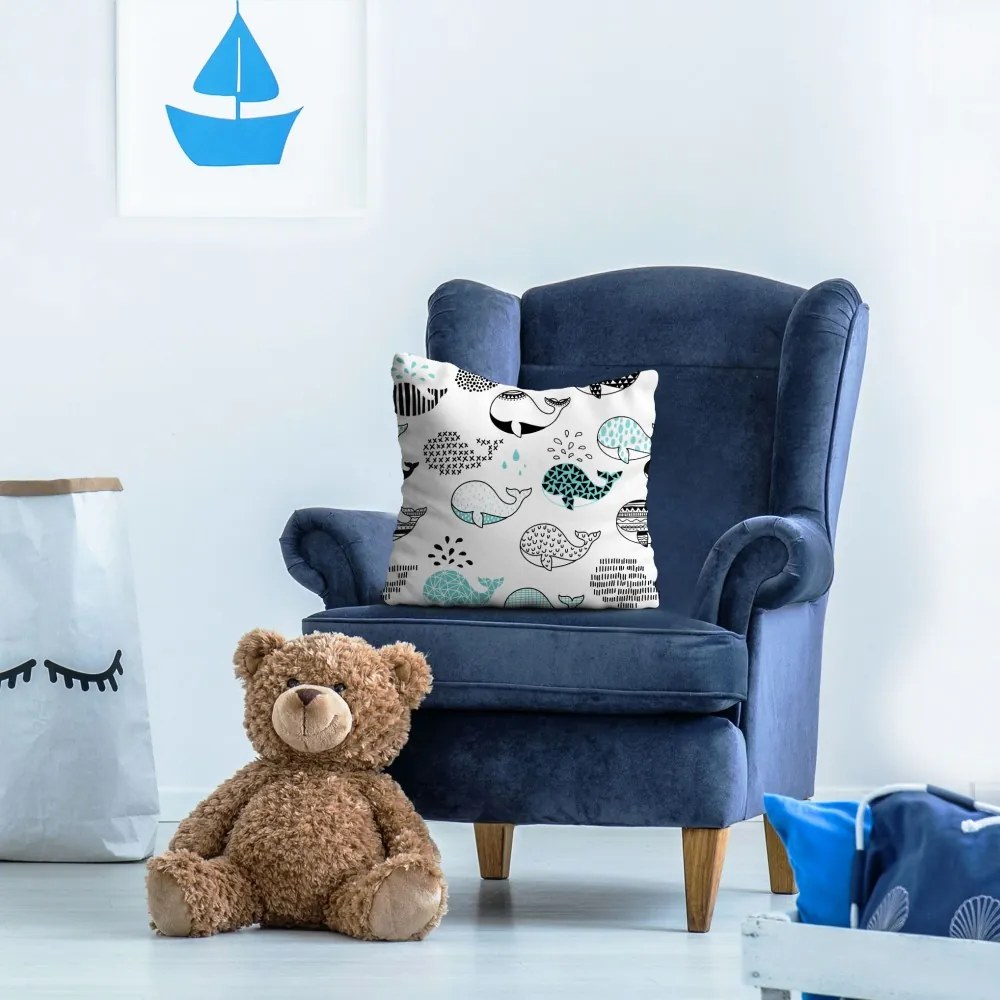 Dekorstudio Obliečka na vankúš s potlačou Veľryby D404-340-01