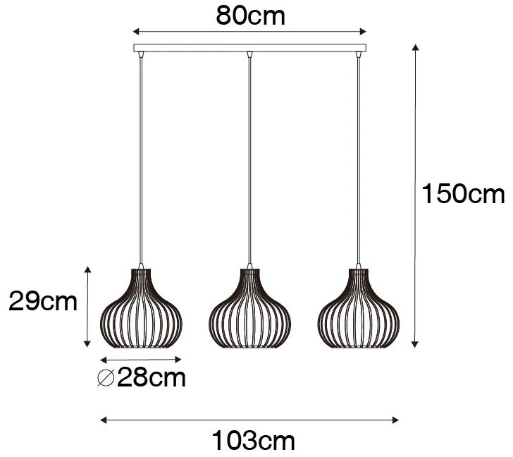 Moderné závesné svietidlo čierne 3-svetlo - Saffira