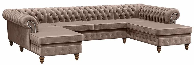 PROXIMA.store - Luxusná sedačka CHESTERFIELD LONG U FARBA NÔH: orech, DRUH LÁTKY: TORRE - 4, FARBA OZDOBNÝCH ŠPENDLÍKOV: chróm
