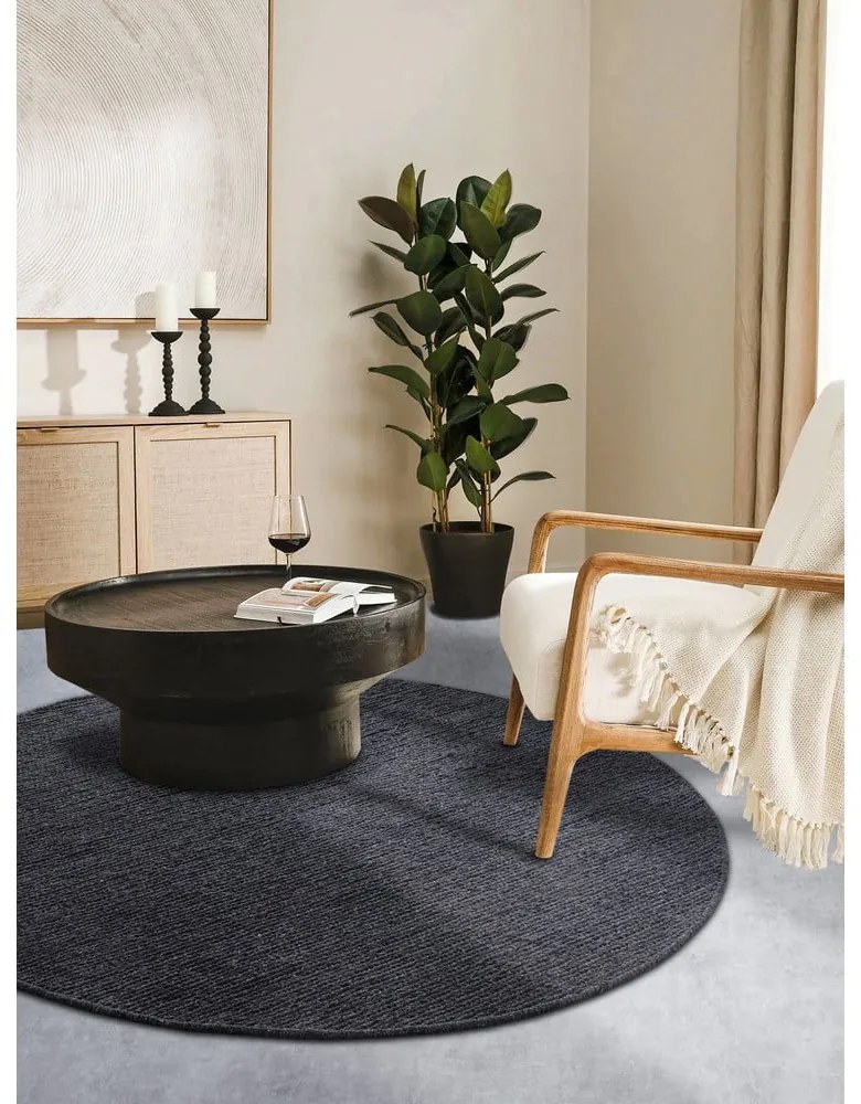 Tmavosivý ručne tkaný vlnený okrúhly koberec ø 160 cm Francois – Villeroy&amp;Boch