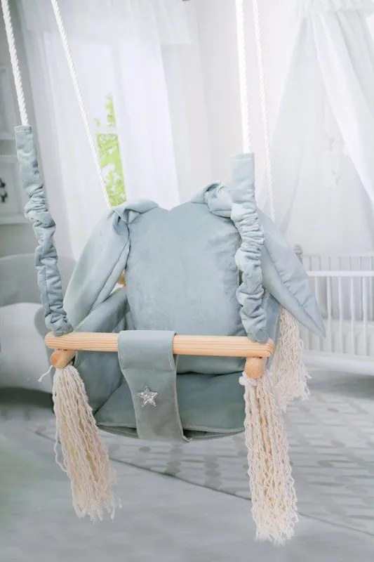 Hojdačka pre deti králik/sivá