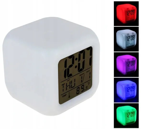 Verk 01111 Svietiaci LED budík Chameleon 7 farieb