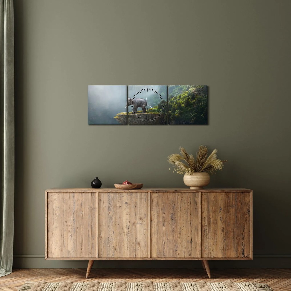 Obraz - Sloník na vrchole Taj Mahal (s hodinami) (90x30 cm)