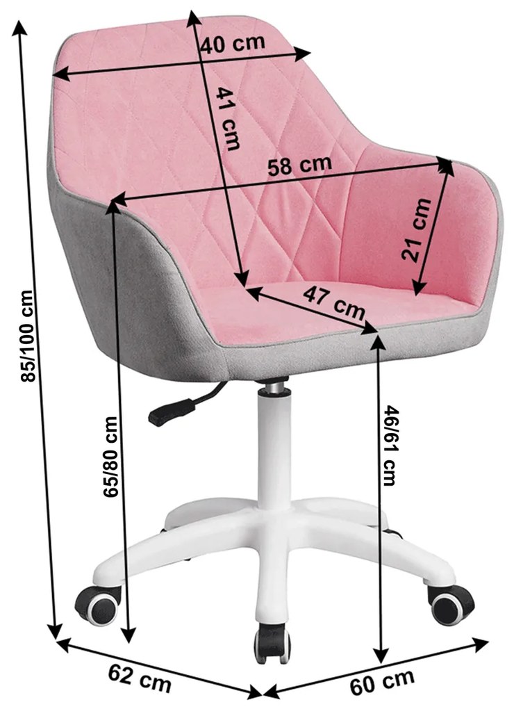 Kancelárske kreslo Santy - ružová / sivá / biela