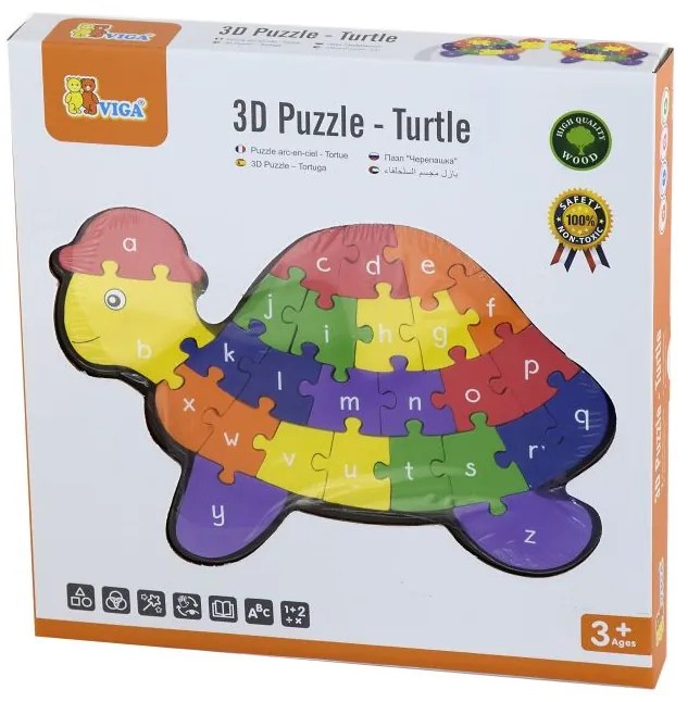 Viga 3D puzzle - korytnačka s písmenami
