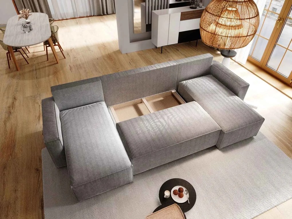 AKCIA Svetlobéžová sedacia súprava do U SMART COSARO 295x140 cm II. akosť