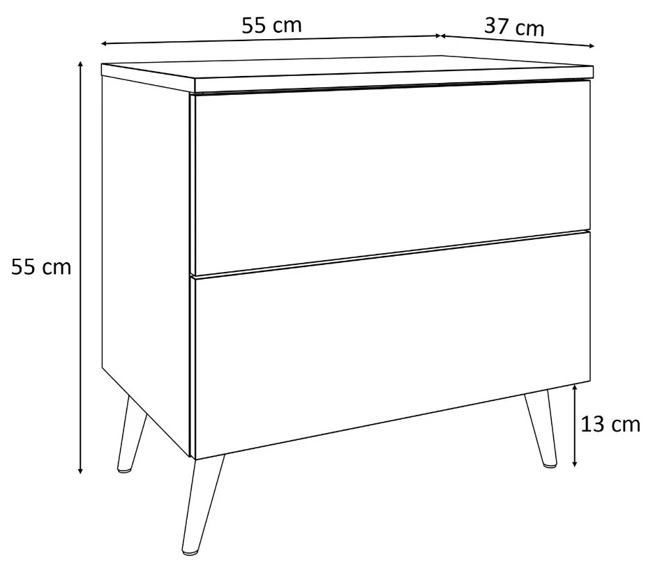 NOČNÝ STOLÍK MARION 2 KAŠMÍR STRIEBORNÉ NOŽIČKY ÚCHYTKY