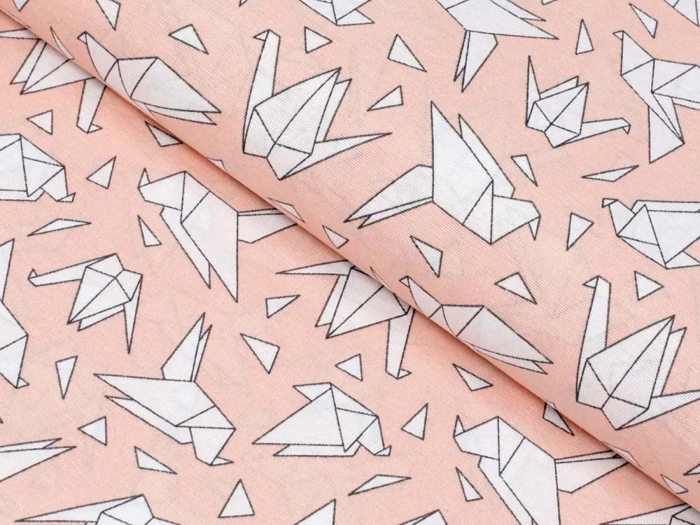 Biante Dekoračný obdĺžnikový obrus Leona LN-044 Origami vtáci na lososovom 50x100 cm