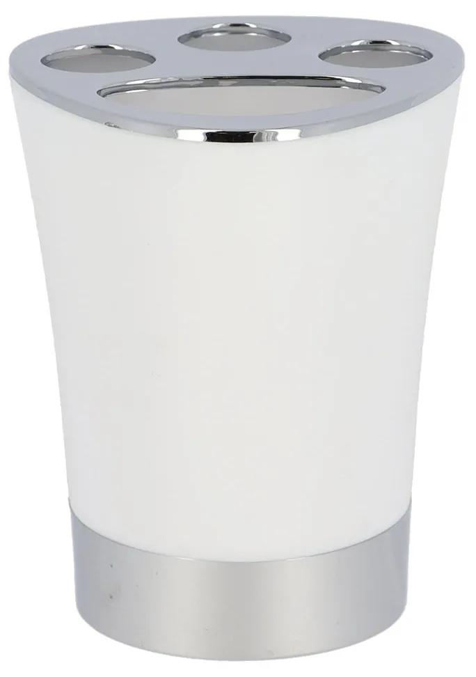 Kúpeľňový pohár na kefky Cuesta, biela/s chrómovými prvkami, 250 ml
