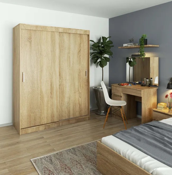 Šatníková skriňa s posuvnými dverami 150 cm CLP mono dub sonoma