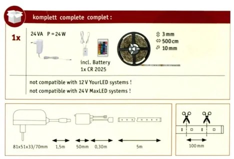 Paulmann 78978 - LED RGB/20W Stmievateľný pásik SIMPLED 5m 230V + DO