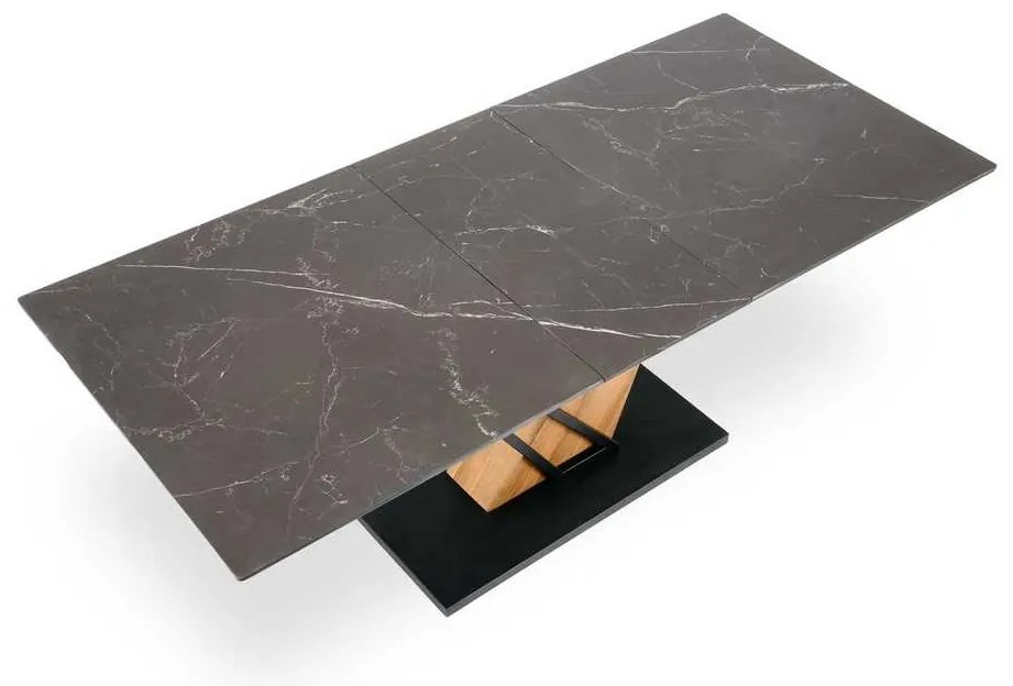 Jedálenský stôl Sterzo 140-180 x 90 cm, čierna / dub zlatý