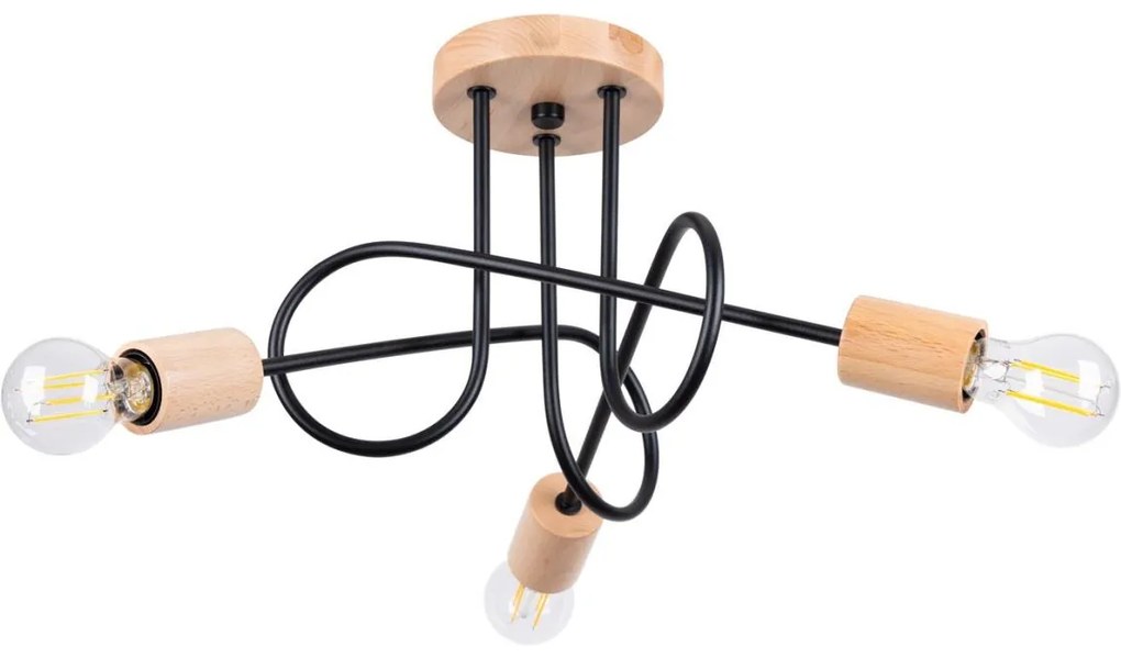 Sollux SL.1477 - Prisadený luster EMBER 3xE27/15W/230V čierna/béžová/buk