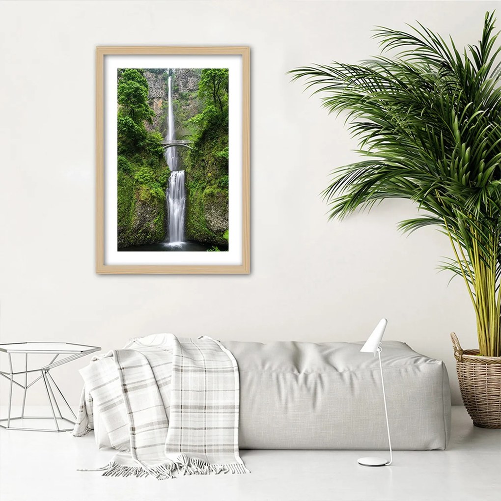 Gario Plagát Most cez vodopád Farba rámu: Bez rámu, Rozmery: 20 x 30 cm