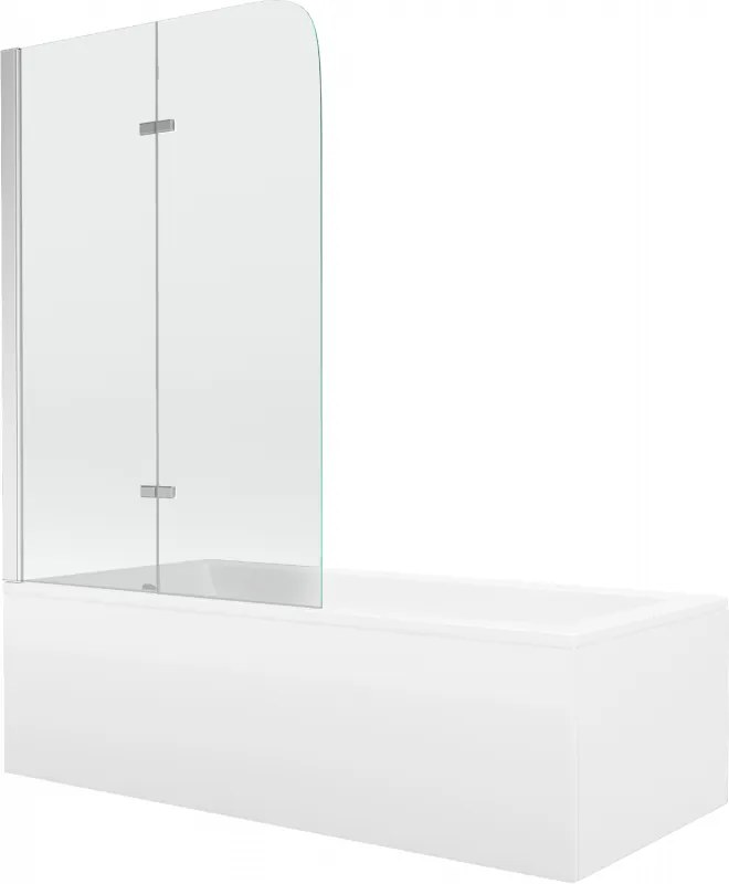 Mexen Cubik obdĺžniková vaňa 150 x 70 cm s obkladom a 2-krídlovou sprchovou zástenou 80 cm, transparentnéné, chrómová